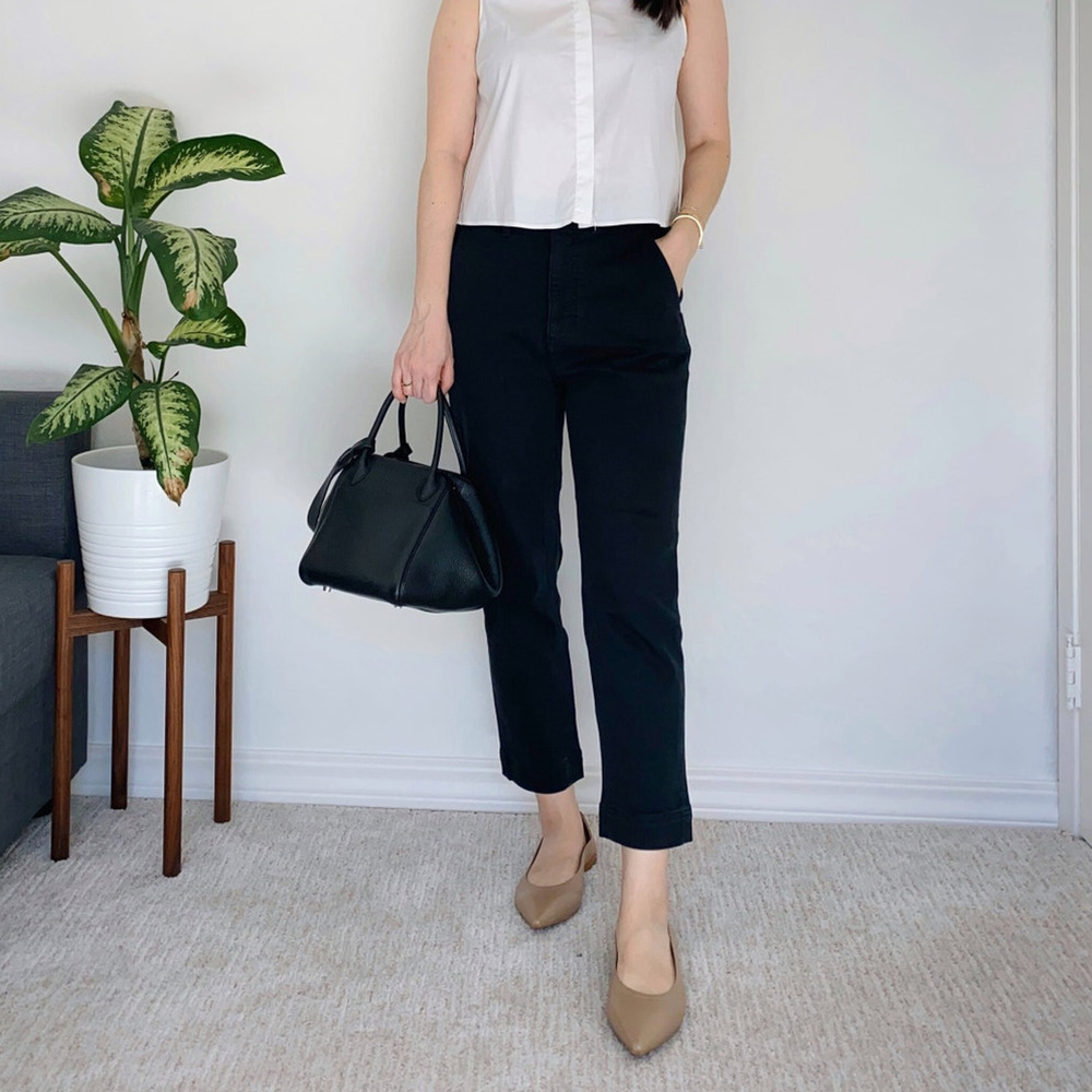 NEW Everlane The Slim Leg Crop‎ Pant in Washed Black Size 2